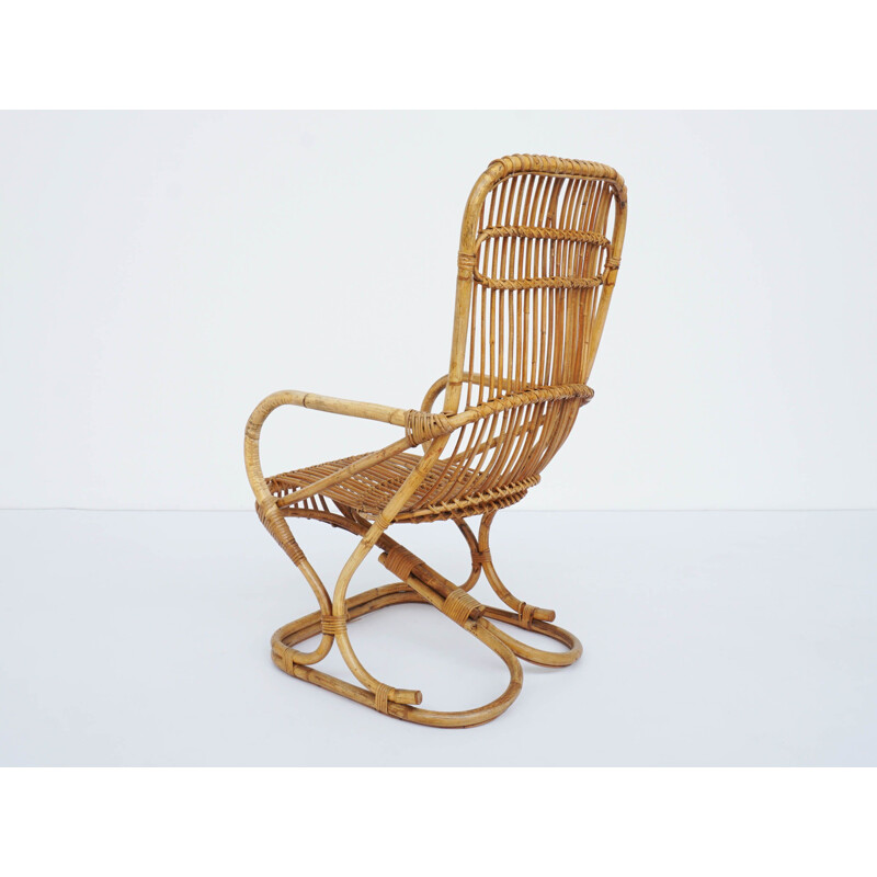 Vintage Bonacina bamboo armchair by Tito Agnoli Italy 1959s