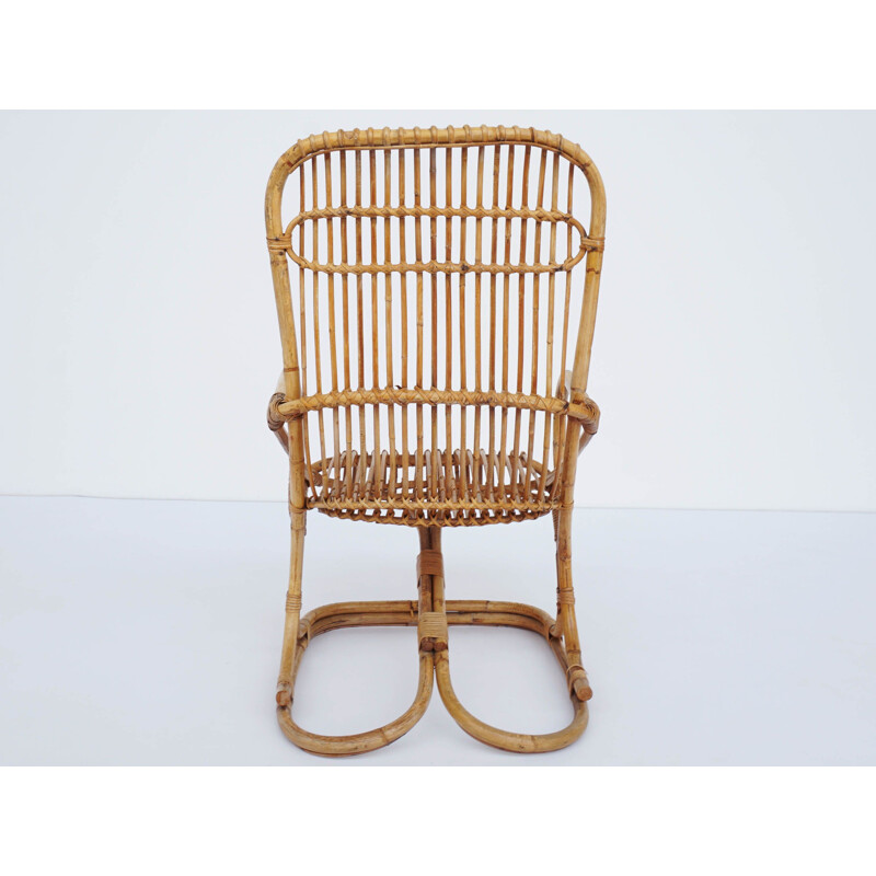 Vintage Bonacina bamboo armchair by Tito Agnoli Italy 1959s