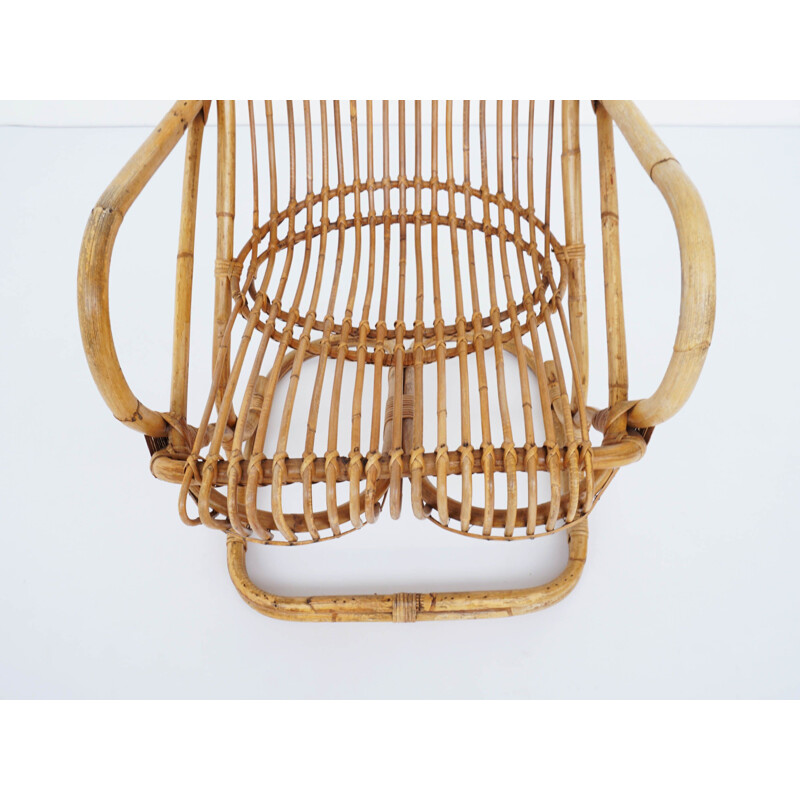 Vintage Bonacina bamboo armchair by Tito Agnoli Italy 1959s