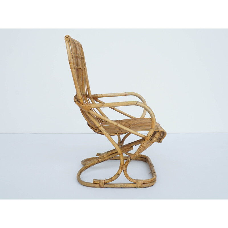 Vintage Bonacina bamboo armchair by Tito Agnoli Italy 1959s