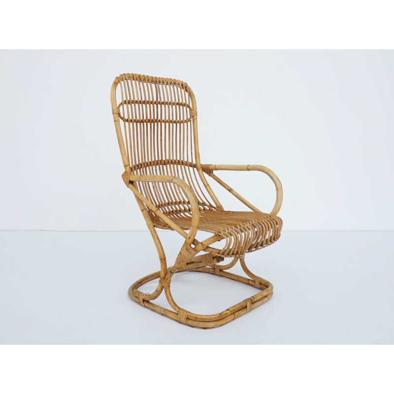 Vintage Bonacina bamboo armchair by Tito Agnoli Italy 1959s