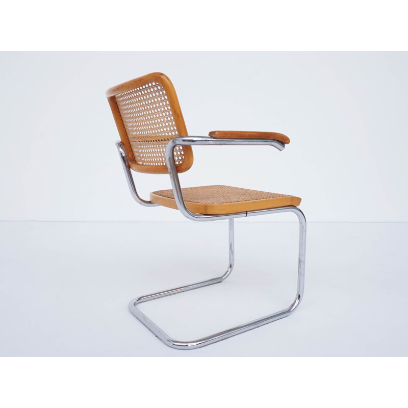 Vintage Cesca chair with armrests from Thonet by Marcel Breuer 