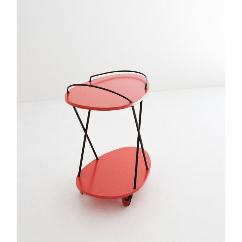 Italian red kitchen trolley in metal - 1960s