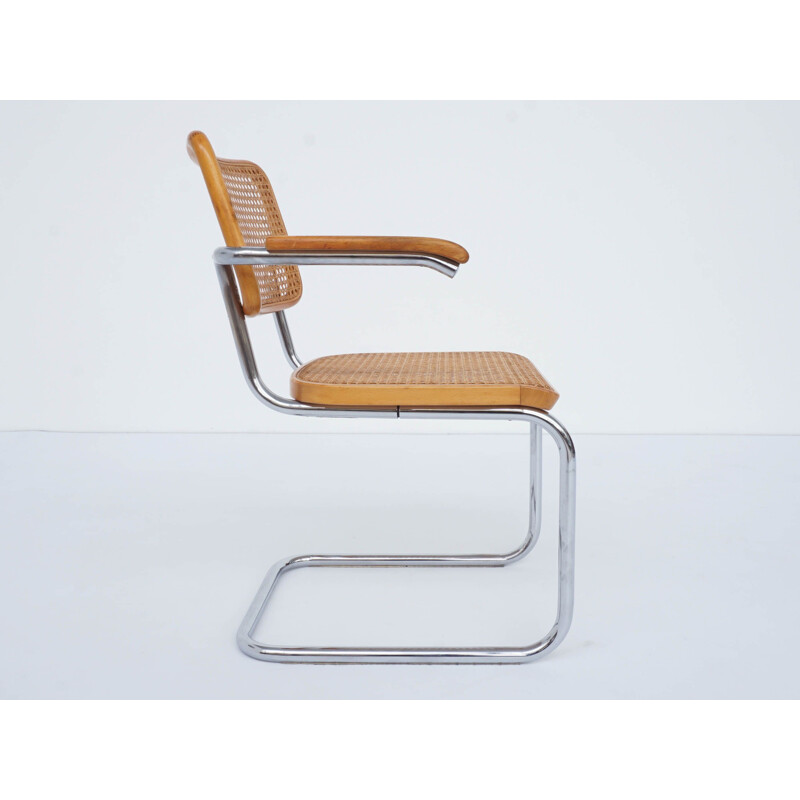 Vintage Cesca chair with armrests from Thonet by Marcel Breuer 