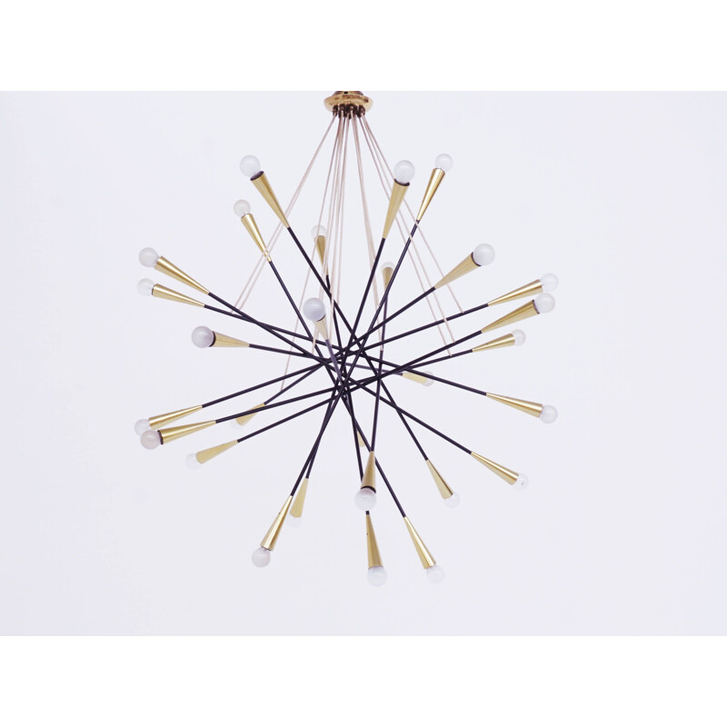 Vintage large Sputnik chandelier by Stilnovo Italy 1950s