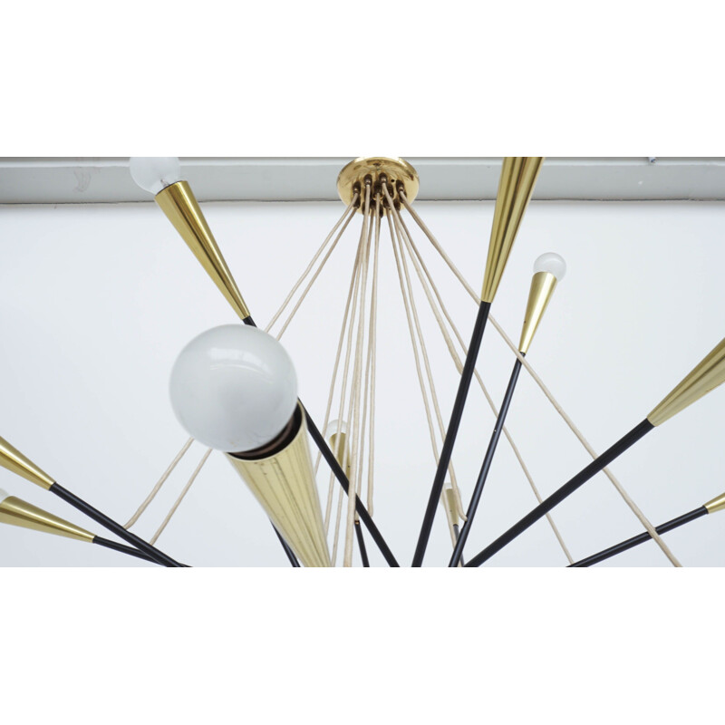 Vintage large Sputnik chandelier by Stilnovo Italy 1950s