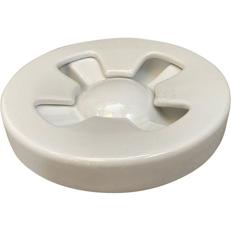 Vintage ashtray in iconic white by Angelo Mangiarotti for Brambilla, Italy 1970