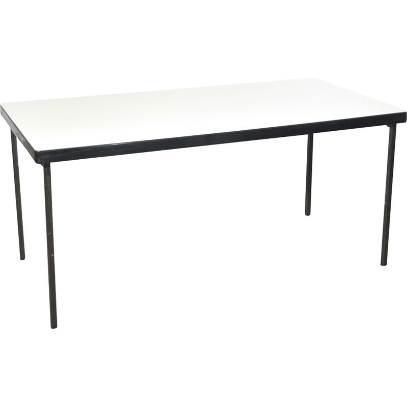 Vintage white Formica table with plastic edge by Hein Salomonson for AP Originals, The Netherlands 1950