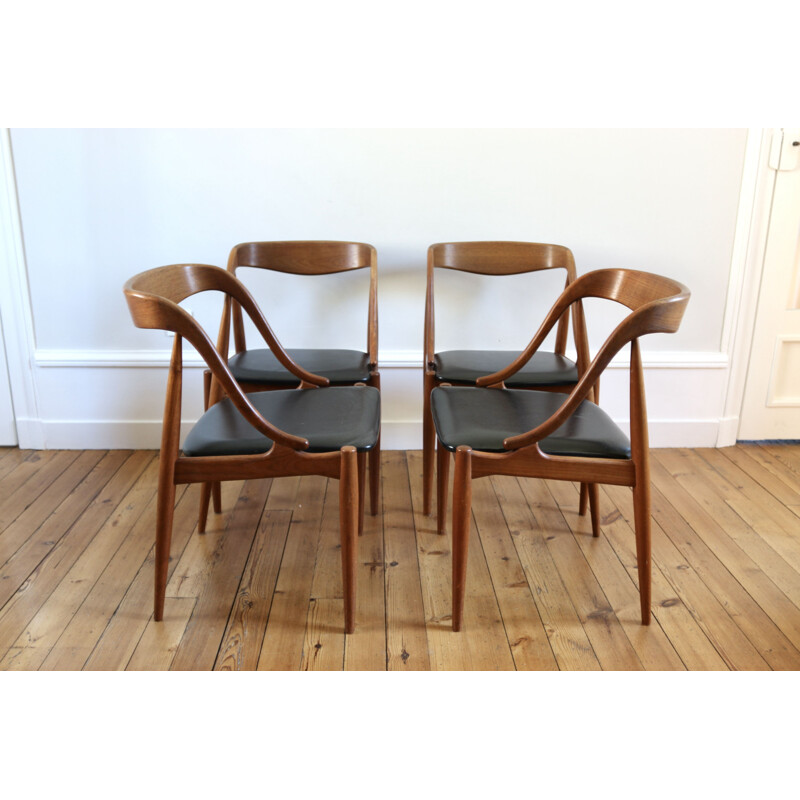 Set of 4 vintage Scandinavian teak chairs by Johannes Andersen 1960s