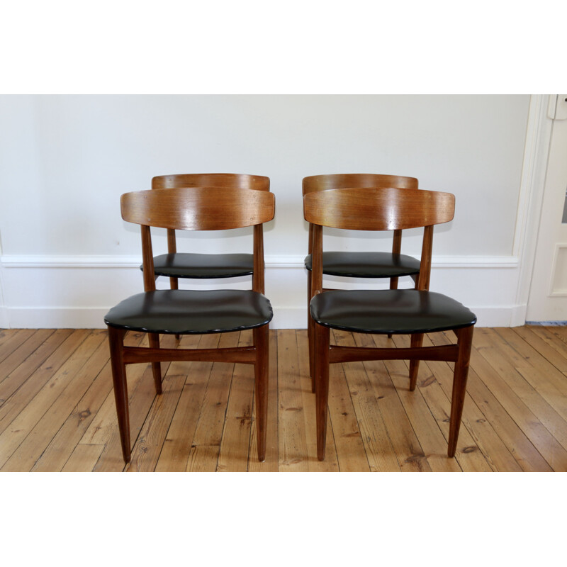 Set of 4 Scandinavian vintage teak chairs by H.W. Klein 1960