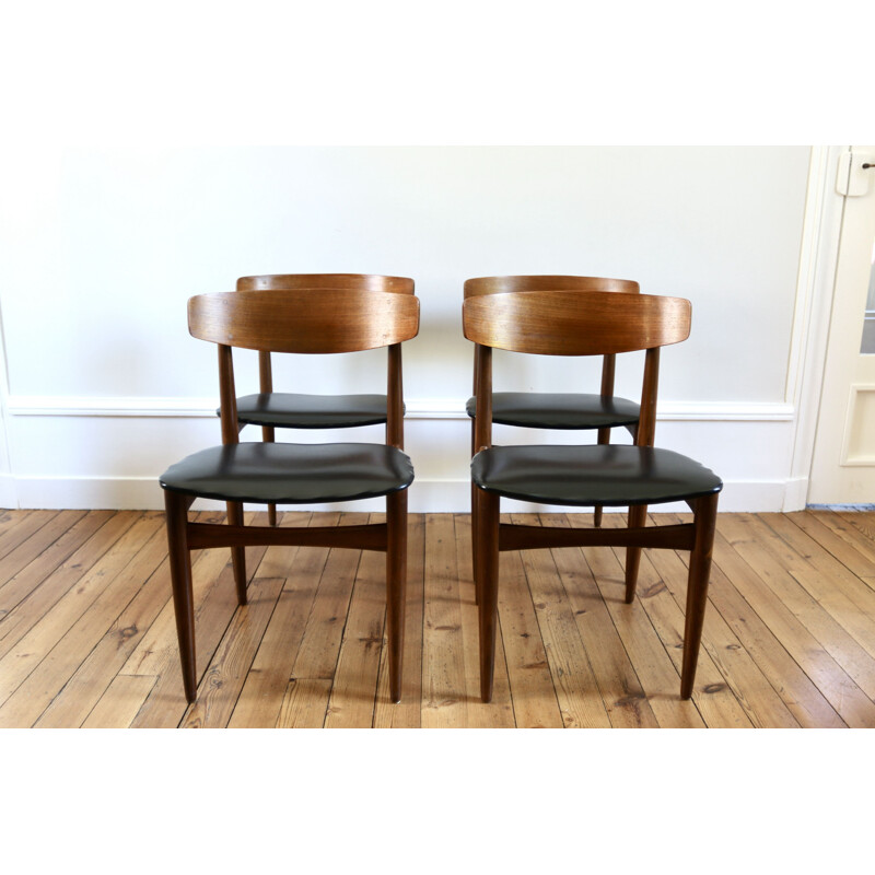 Set of 4 Scandinavian vintage teak chairs by H.W. Klein 1960