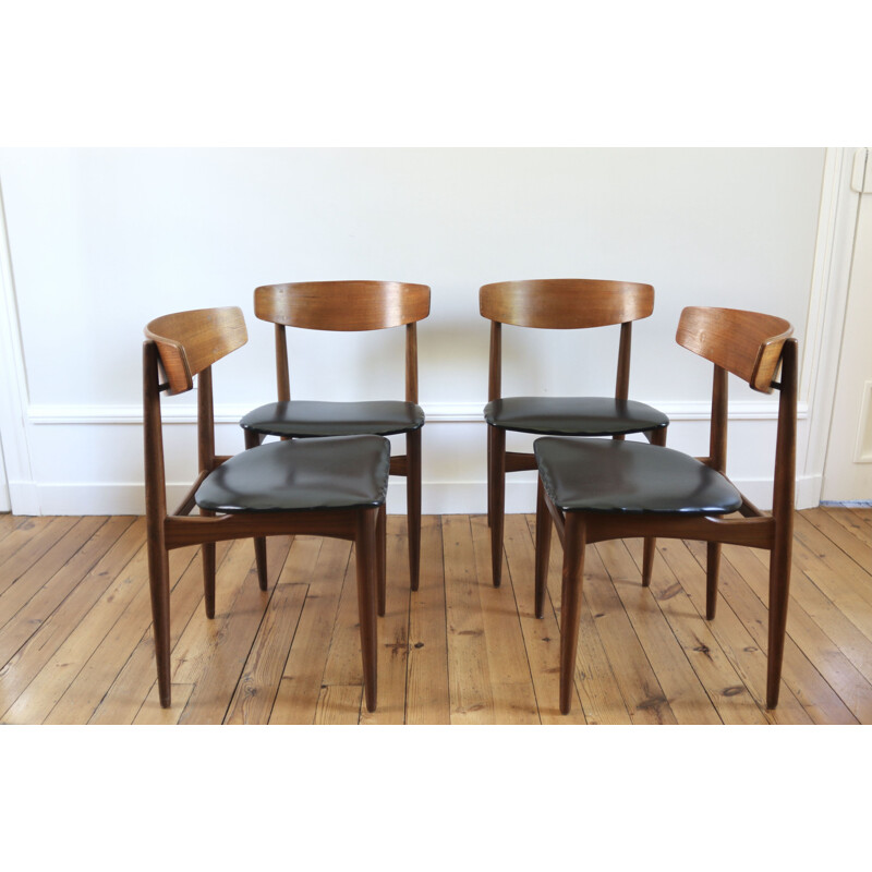 Set of 4 Scandinavian vintage teak chairs by H.W. Klein 1960