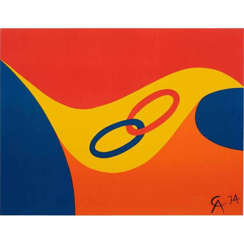 Original vintage lithograph by Alexander Calder for Braniff Airlines, 1974