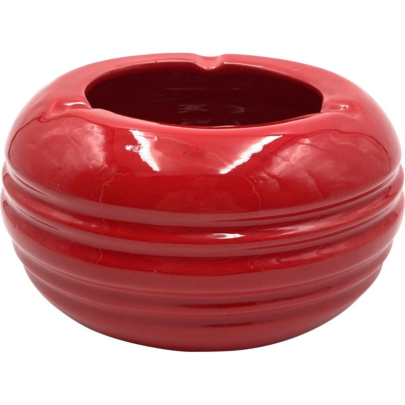 Cinzeiro de cerâmica vermelha Vintage de Pino Spagnolo para Sicart, Itália 1970