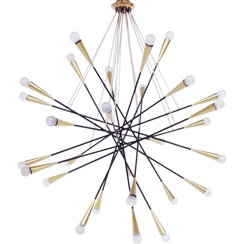 Vintage large Sputnik chandelier by Stilnovo Italy 1950s