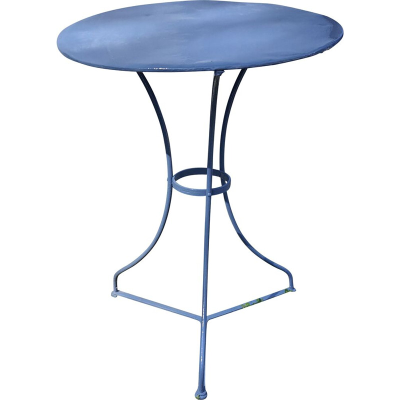 Vintage wrought iron pedestal table Blue 