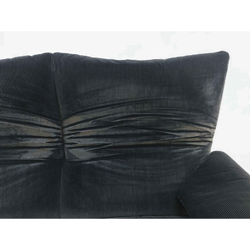 Vintage sofa Cassina Maralunga 2 seater  by Vico Magistretti in dark grey striped fabric