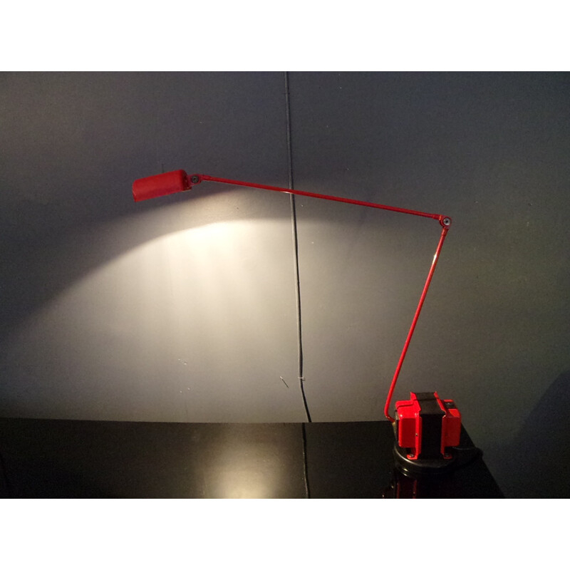 Lampe industrielle "Daphine" Lumina en métal rouge, Tommaso CIMINI - 1990