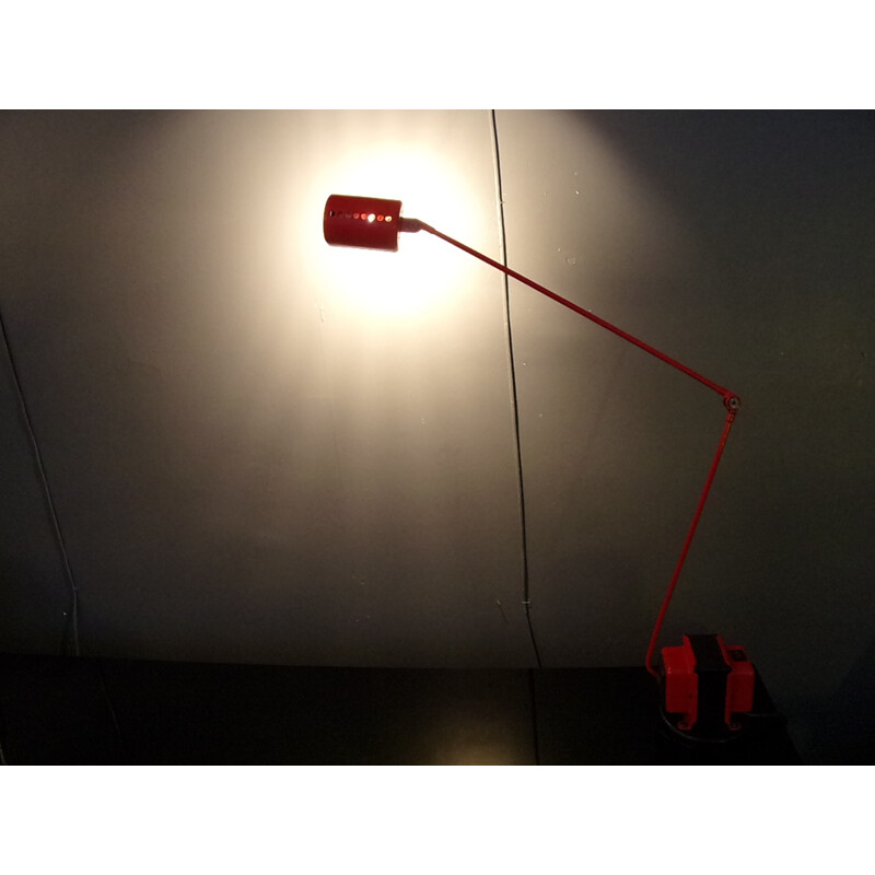 Industrial Lumina "Daphine" lamp in red metal, Tommaso CIMINI - 1990s