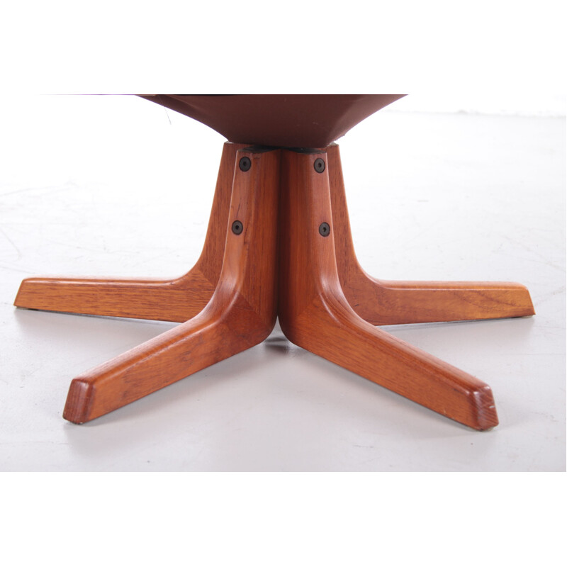 Vintage teak and leather footrest by Berg 1970s