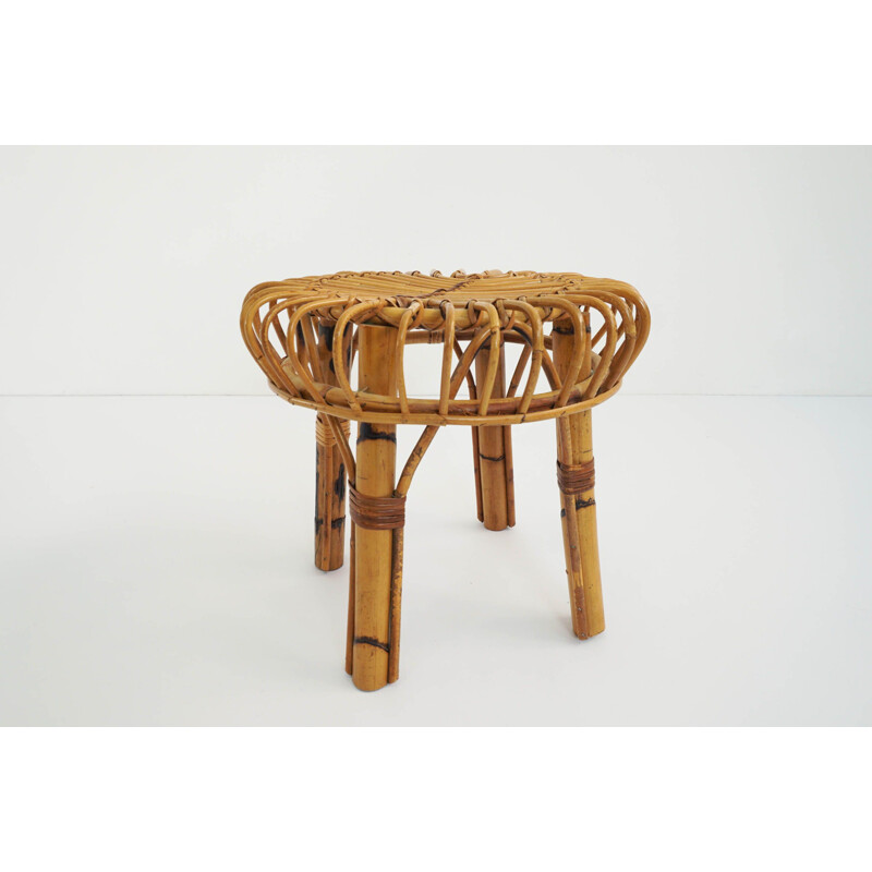Vintage bamboo stool by Bonacina Italy 1950s