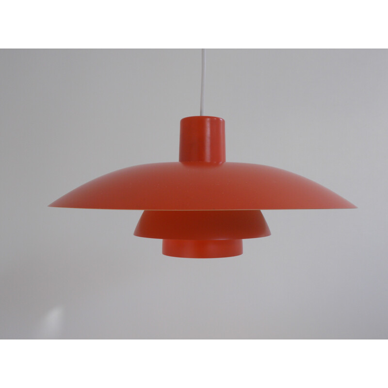 Louis Poulsen red hanging lamp "PH 3-4", Poul HENNINGSEN - 1960s