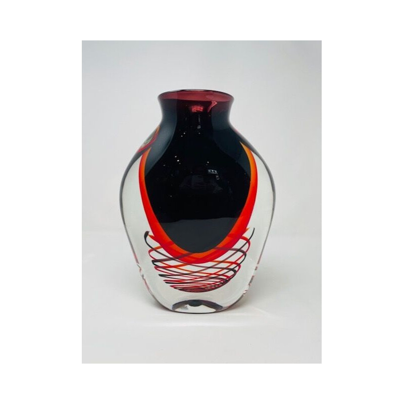 Vase vintage en verre de Murano par Luigi Onesto 1980
