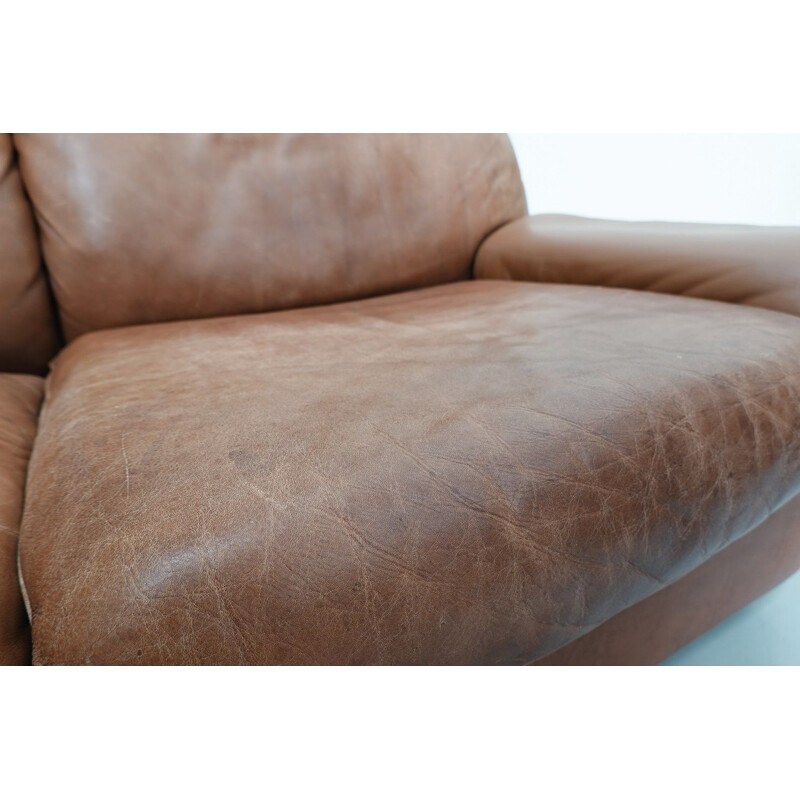 Vintage cognac leather modular sofa by De Sede 1970