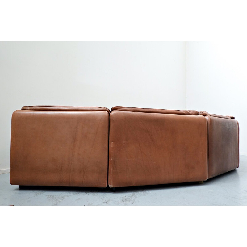 Vintage cognac leather modular sofa by De Sede 1970