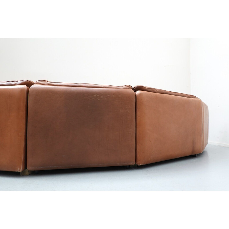 Vintage cognac leather modular sofa by De Sede 1970