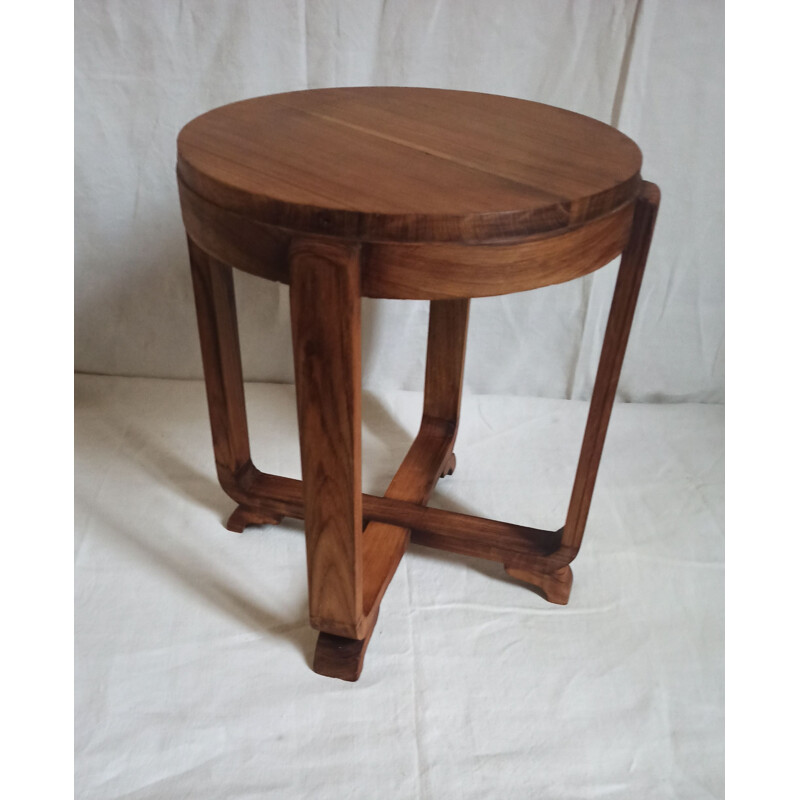 Vintage solid teak pedestal table 1930