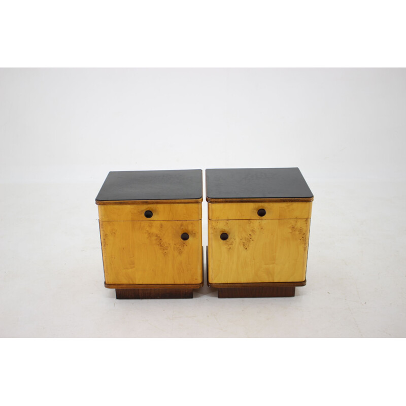 Pair of vintage bedside tables, Czechoslovakia 1940