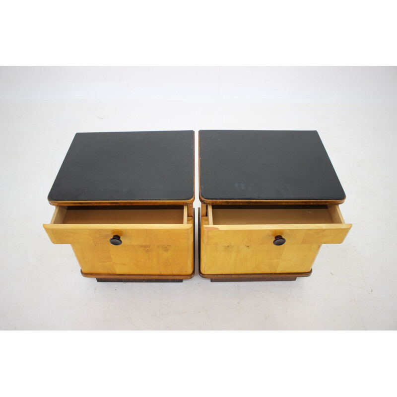 Pair of vintage bedside tables, Czechoslovakia 1940