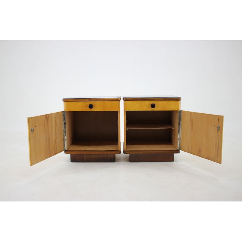 Pair of vintage bedside tables, Czechoslovakia 1940