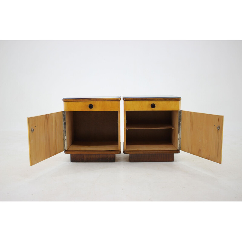 Pair of vintage bedside tables, Czechoslovakia 1940