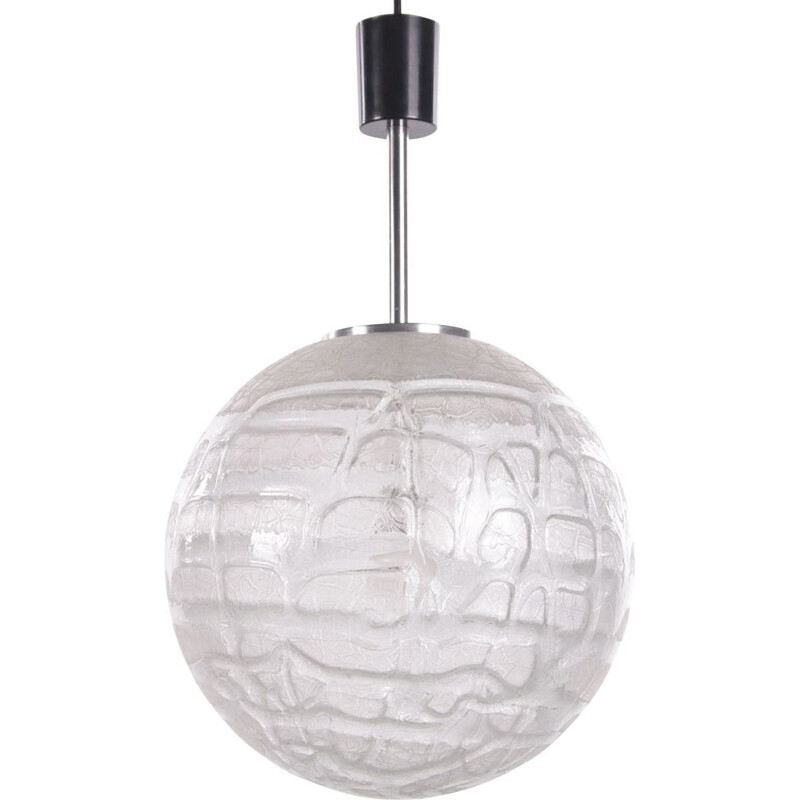 Vintage glass globe suspension by Doria Leuchten Germany 1970s