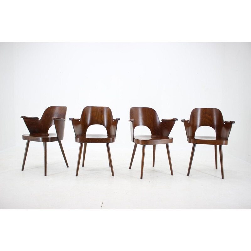 Ensemble de 4 chaises vintage par Oswald Haerdtl, Tchécoslovaquie 1960