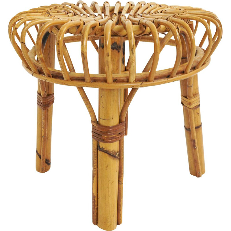 Vintage bamboo stool by Bonacina Italy 1950s