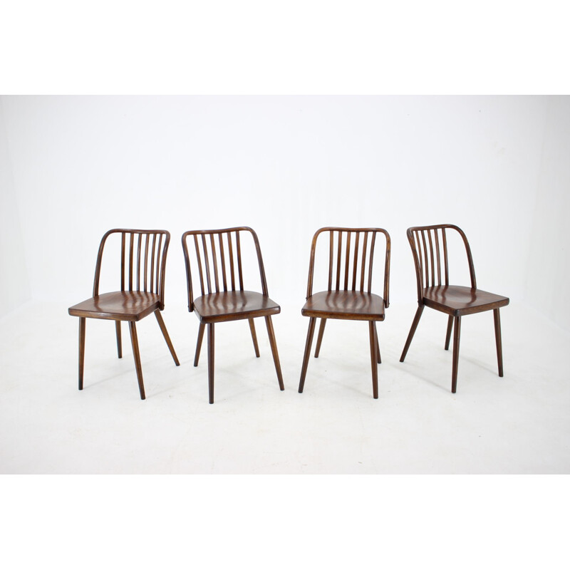 Set of 6 vintage beechwood chairs by Antonin Suman, Czechoslovakia 1960