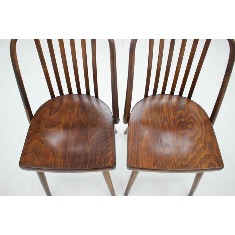 Ensemble de 6 chaises vintage en hêtre par Antonin Suman, Tchécoslovaquie 1960