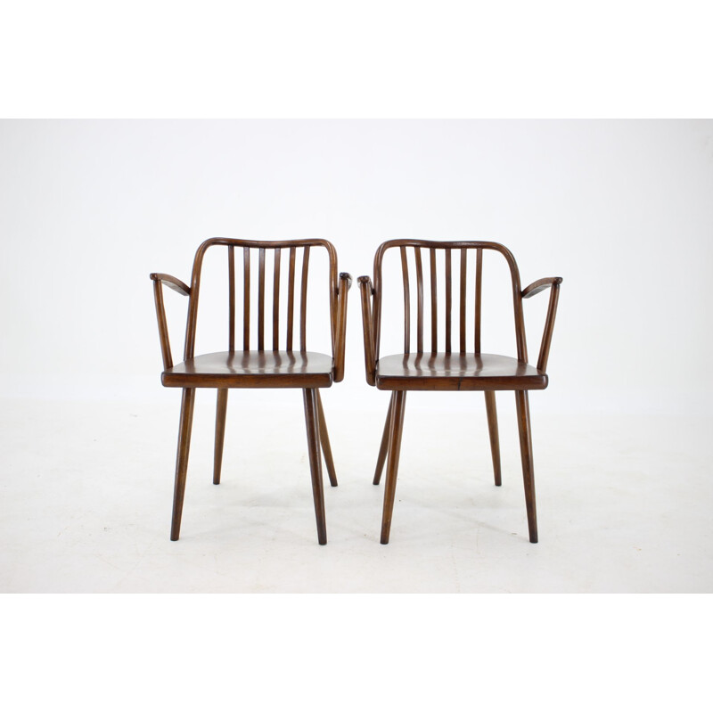 Ensemble de 6 chaises vintage en hêtre par Antonin Suman, Tchécoslovaquie 1960