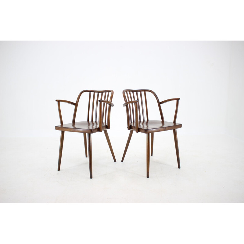 Ensemble de 6 chaises vintage en hêtre par Antonin Suman, Tchécoslovaquie 1960