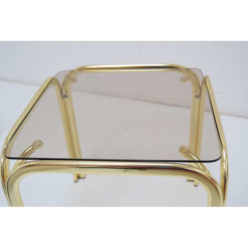 Vintage brass nesting tables, Czechoslovakia 1990