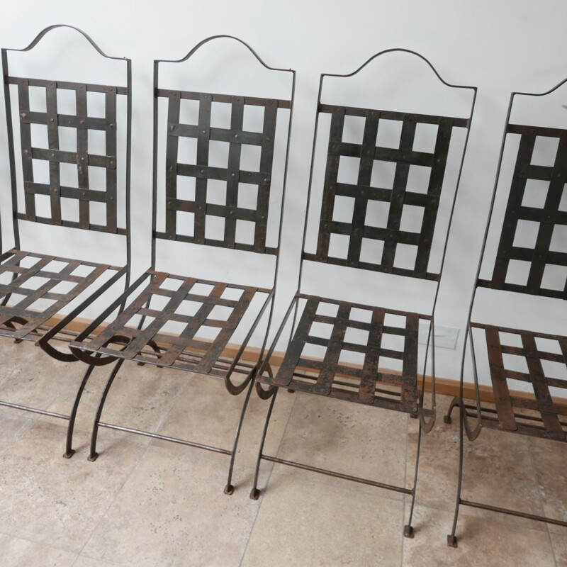 Ensemble de 6 chaises de jardin vintage en métal Angleterre 1970