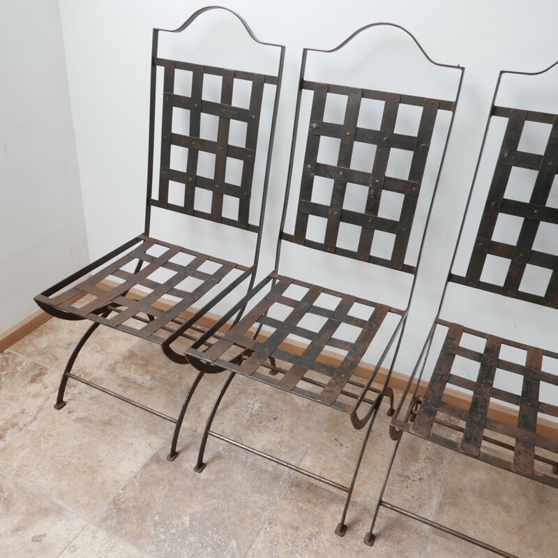 Set of 6 vintage metal garden chairs England 1970s
