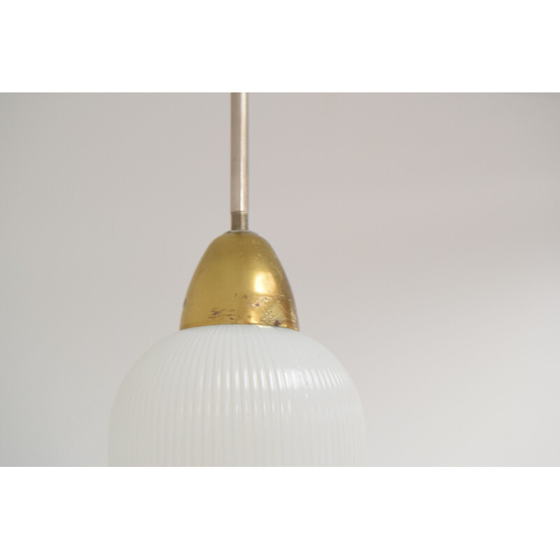 Vintage glass and metal suspension lamp, Czechoslovakia 1970