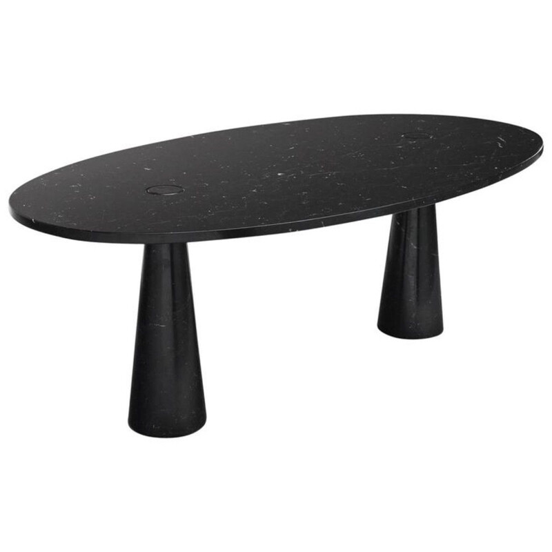 Vintage Eros table in Nero Marquina marble by Angelo Mangiarotti 1970s