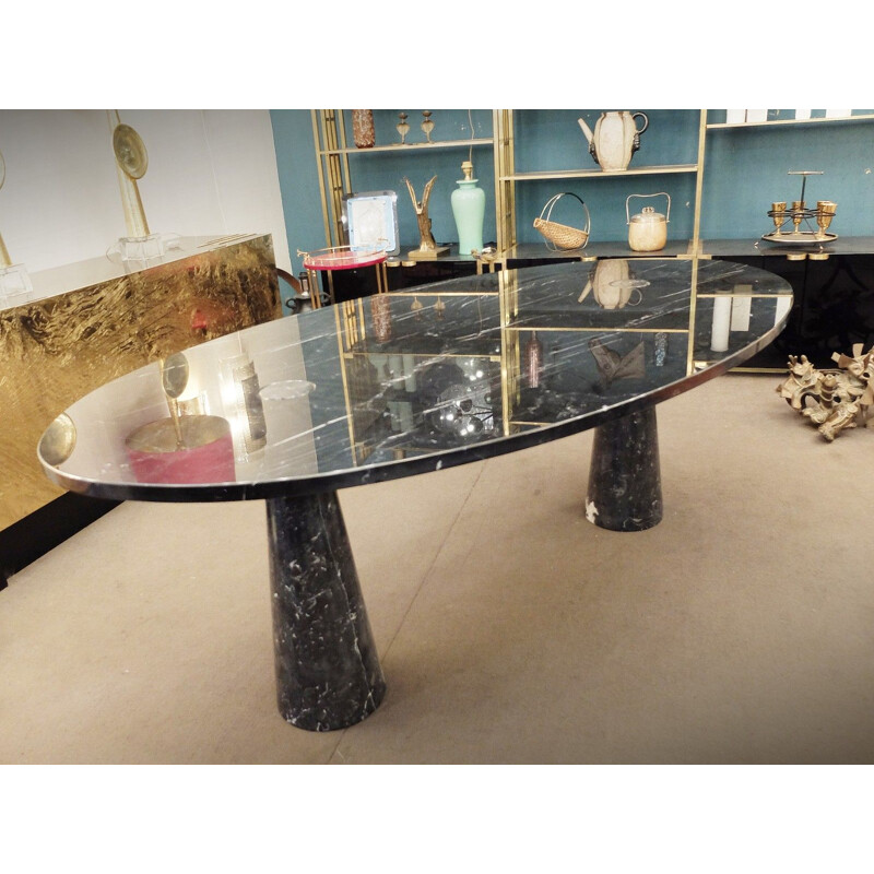Vintage Eros table in Nero Marquina marble by Angelo Mangiarotti 1970s