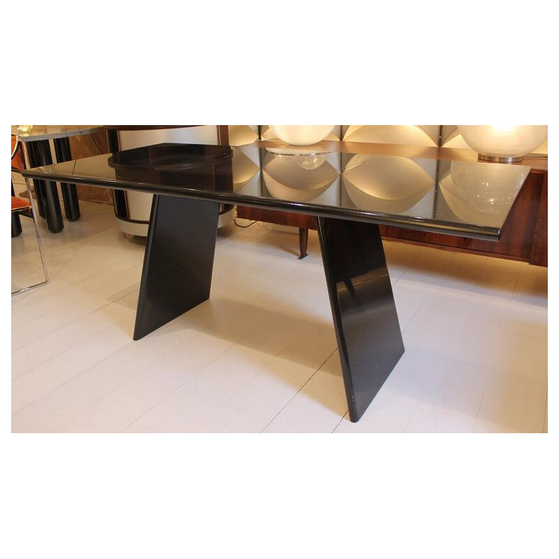 Vintage Asolo black table in granit by Angelo Mangiarotti Italy 1981s