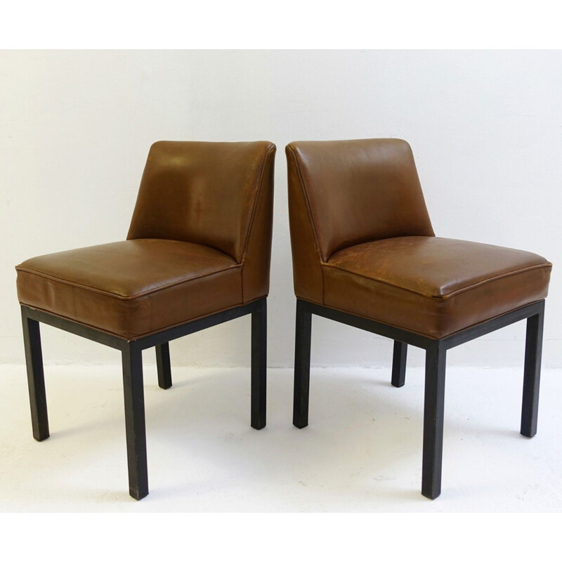 Pair of vintage Louise chairs by Jules Wabbes for Mobilier Universel Belgium 1960s